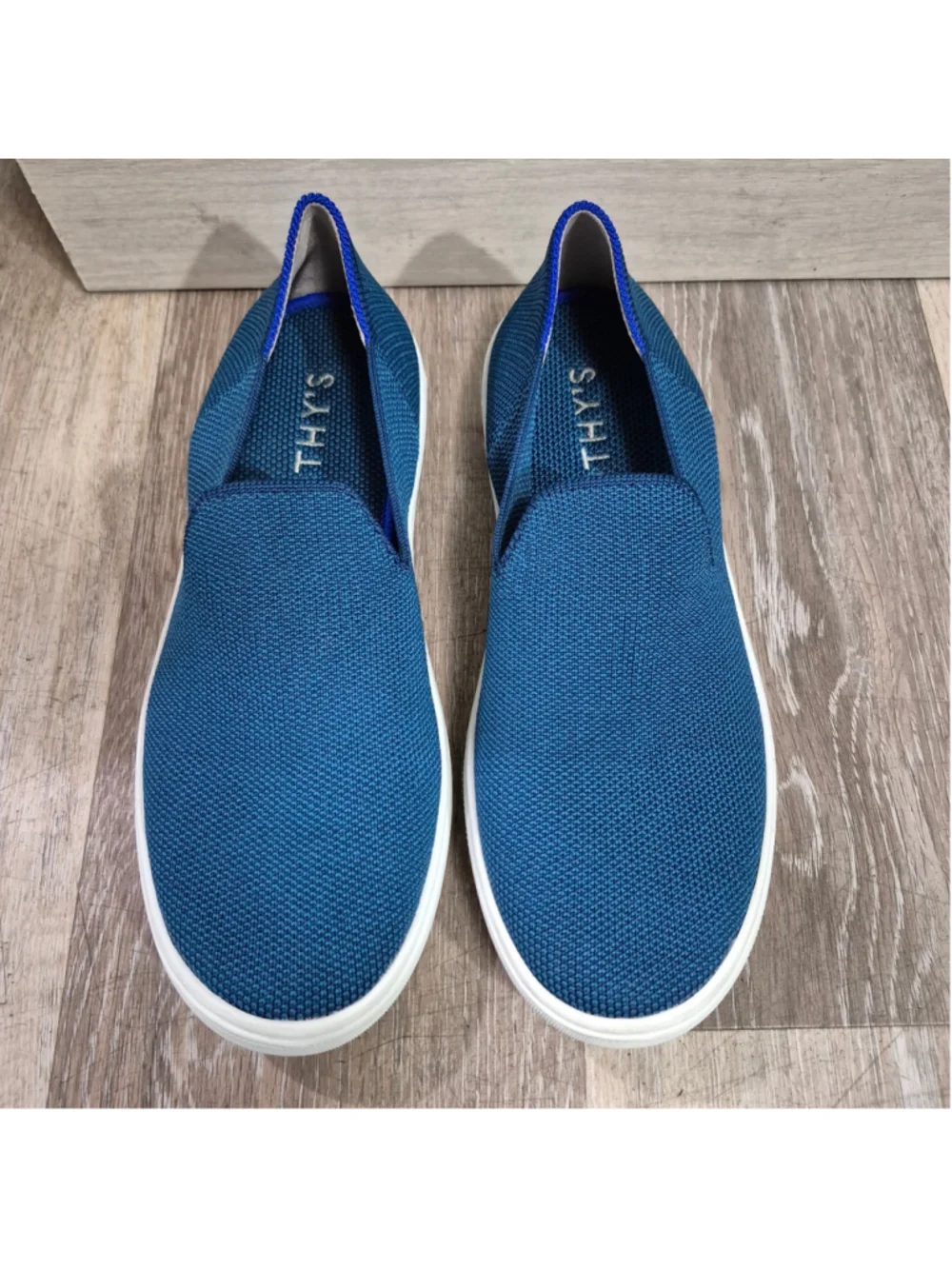 Women's Rothy's Slip-On Flats in Blue and White 5.5